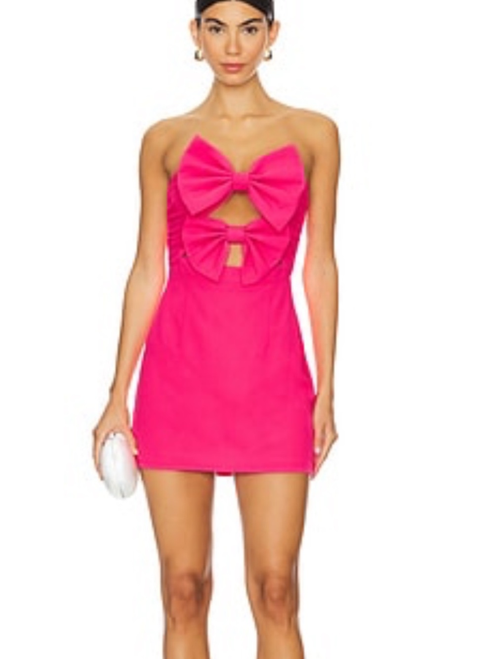 More to come- Strapless Hot Pink Mini Dress with Double Bow Detail